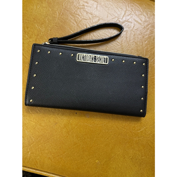 Victoria's Secret Black Wallet with Gold Accents - Picture 1 of 4